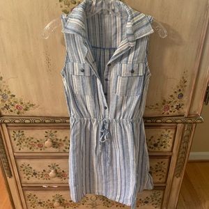 Sky blue and white drawstring dress